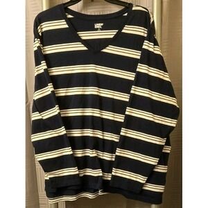 Land's‎ End  Women's Top Stripe Navy & White V-Neck Classic Design Size 3XL